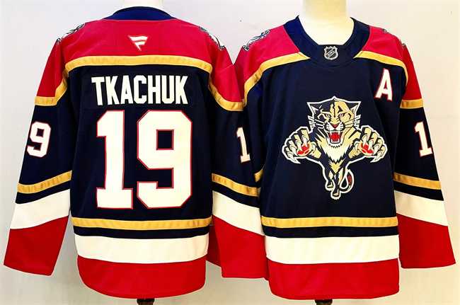 Men%27s Florida Panthers #19 Matthew Tkachuk Black 2024-25 Home With A Patch Stitched Hockey Jersey